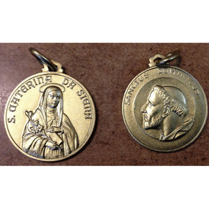 Large Brass Medal of St. Catherine of Siena and St. Dominic de Guzman