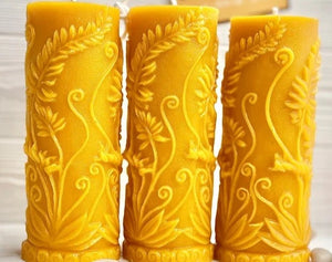 Pure Beeswax | Fern Pillar Easter Candle