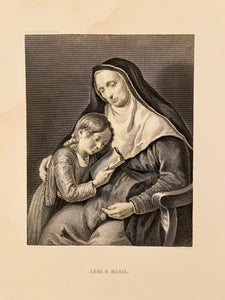 Blessed Virgin Mary with Saint Ann | Antique Engraving After George Flinck