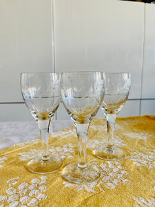 Vintage Italian Etched Wheat Cordial Glasses