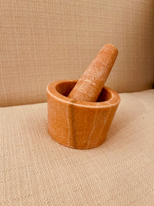 Coral Italian Marble Mortar and Pestle