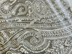 Hand Printed Silver Paisley Cotton Tablecloth