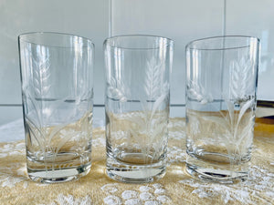 Vintage Italian Etched Wheat Highball Glasses