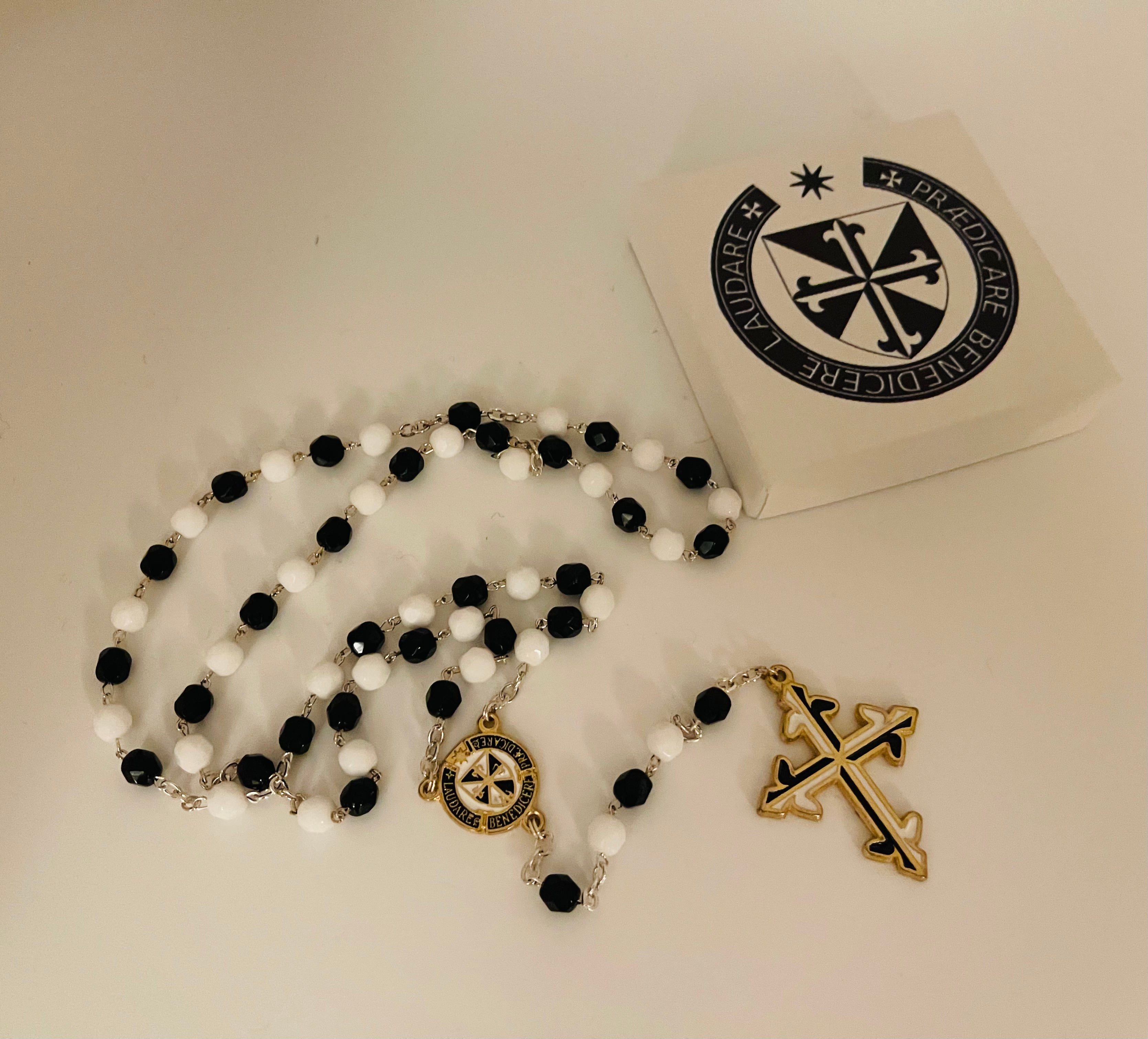 Dominican Rosary | Black and White Crystal