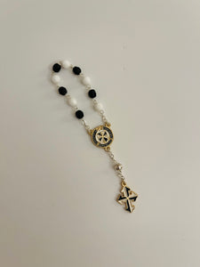 Dominican Rosary | Single Decade Black and White Crystal