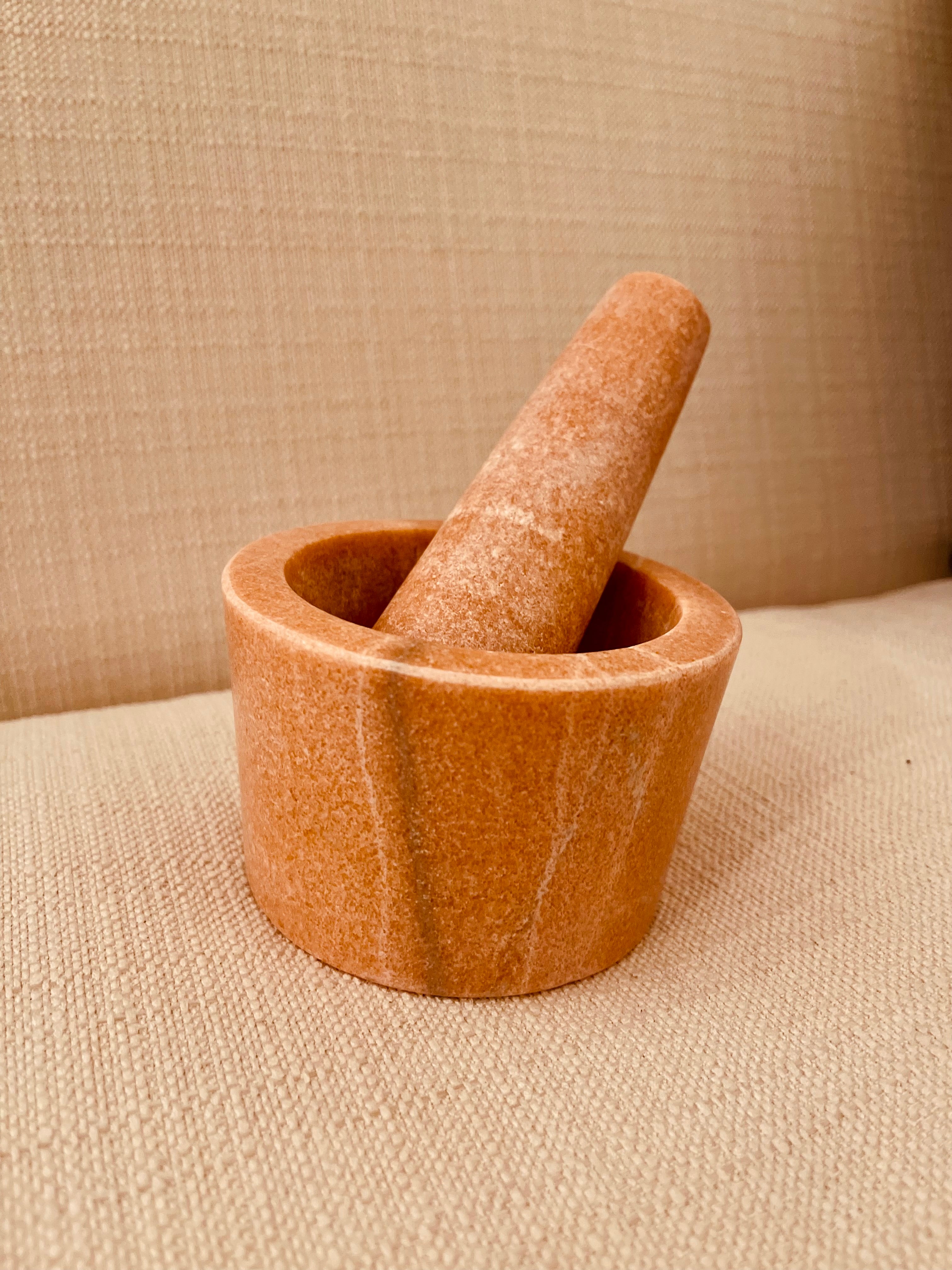 Coral Italian Marble Mortar and Pestle