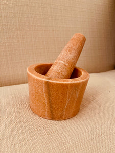 Coral Italian Marble Mortar and Pestle