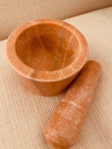 Coral Italian Marble Mortar and Pestle