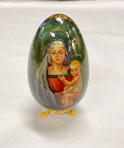 Hand-painted Devotional Egg with Virgin and Child