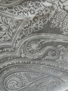 Hand Printed Silver Paisley Cotton Tablecloth