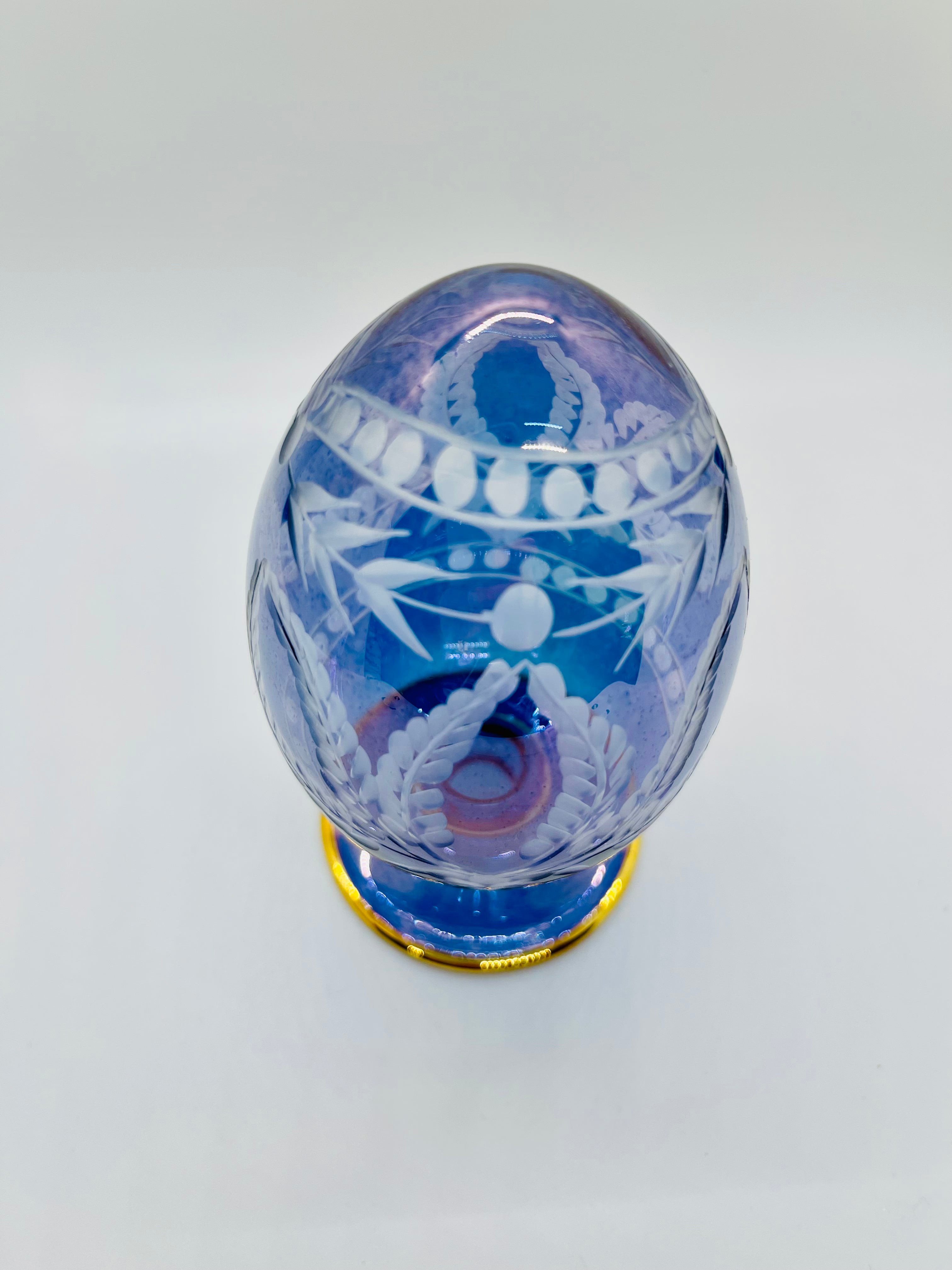 Egyptian Hand-blown Floral Glass Easter Egg