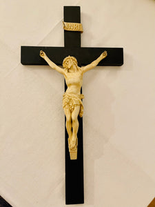Antique Cast Iron and Wood Crucifix