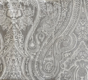 Hand Printed Silver Paisley Cotton Tablecloth