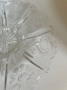 American Thistle Floral Etched Glass Dish