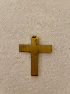 French Romanesque Brass Antique Devotional Cross