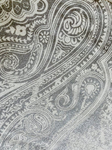 Hand Printed Silver Paisley Cotton Tablecloth