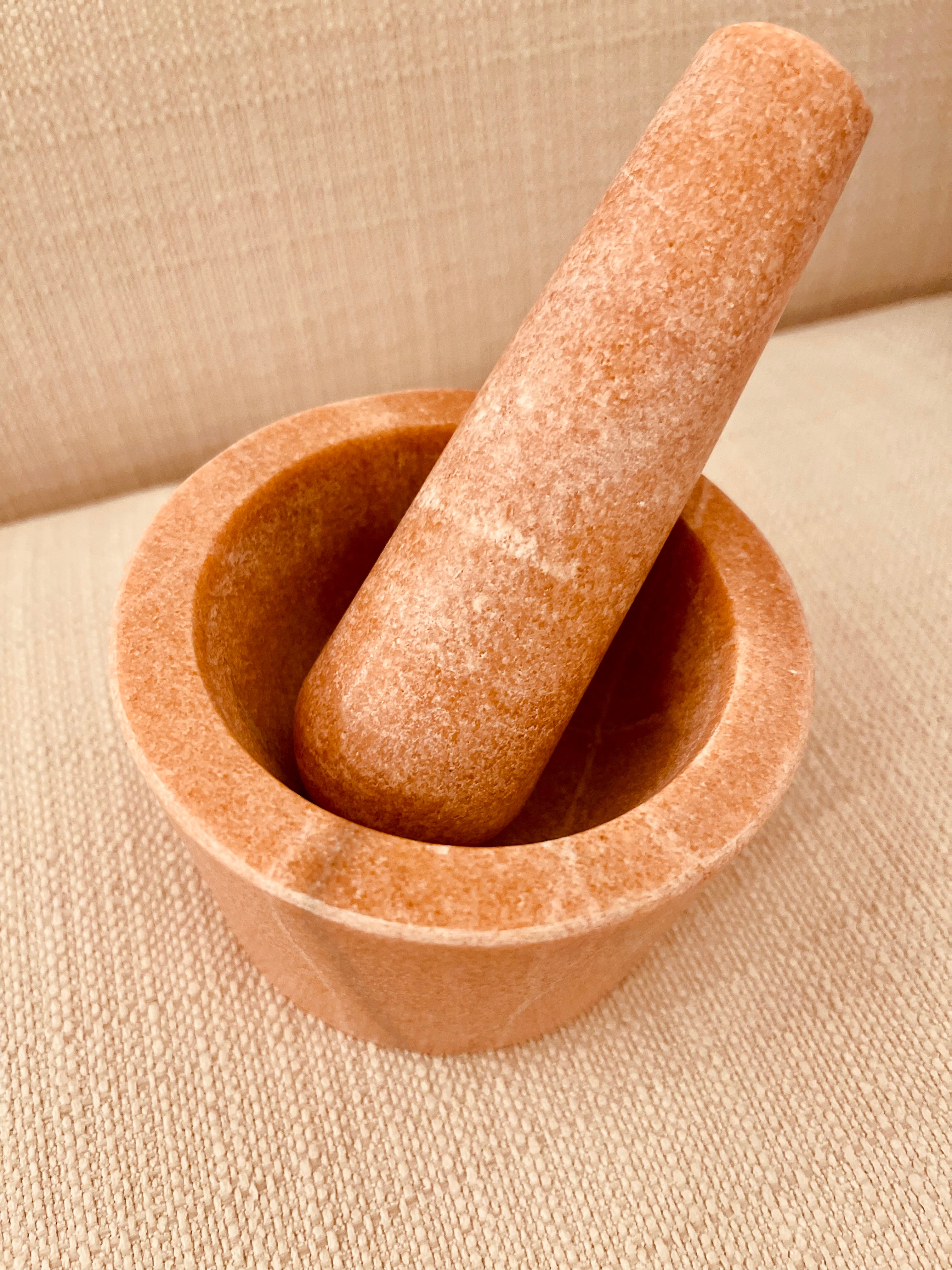 Coral Italian Marble Mortar and Pestle