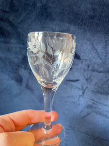 Vintage Italian Etched Wheat Cordial Glasses