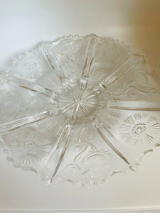 American Thistle Floral Etched Glass Dish