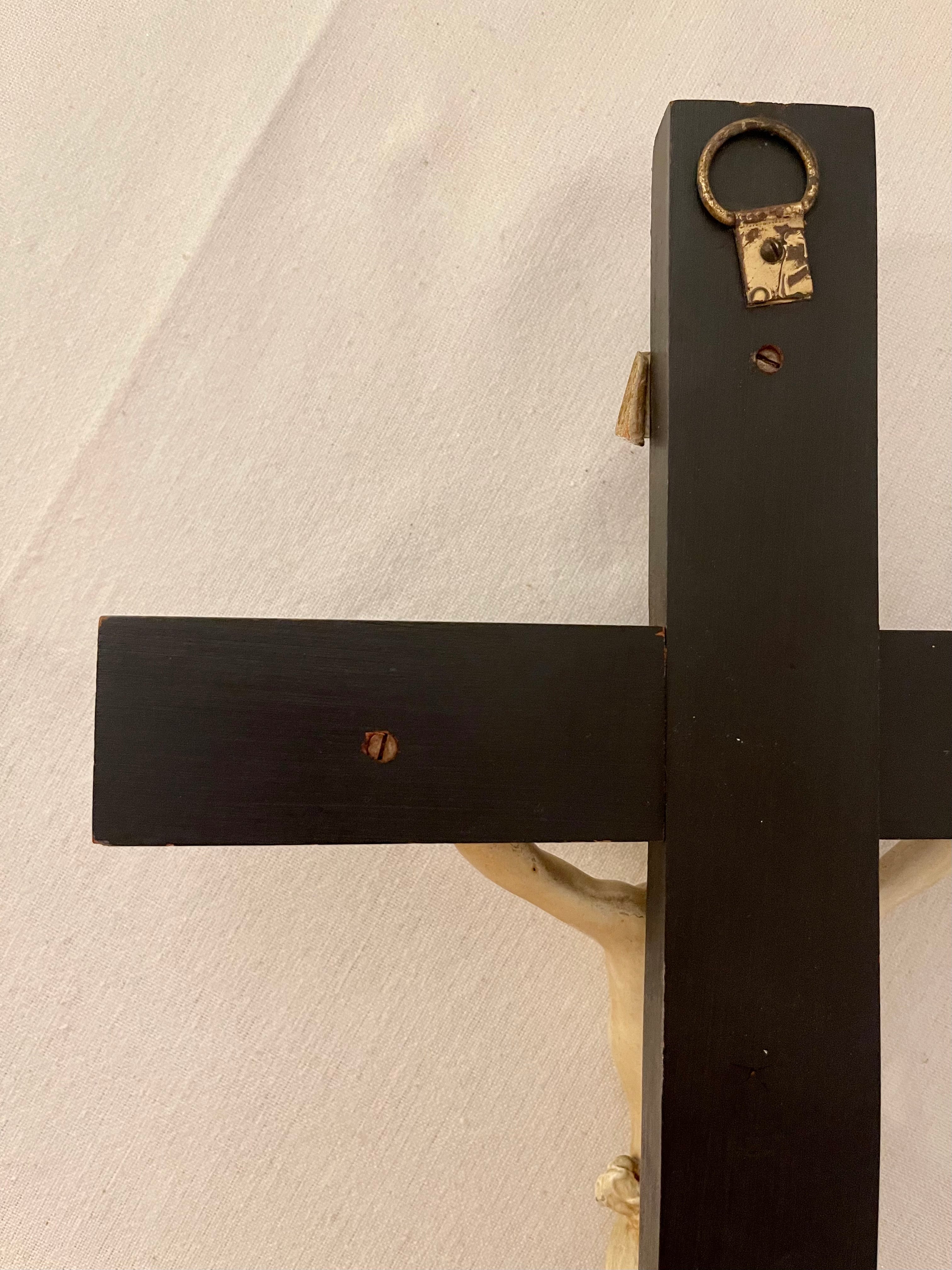 Antique Cast Iron and Wood Crucifix