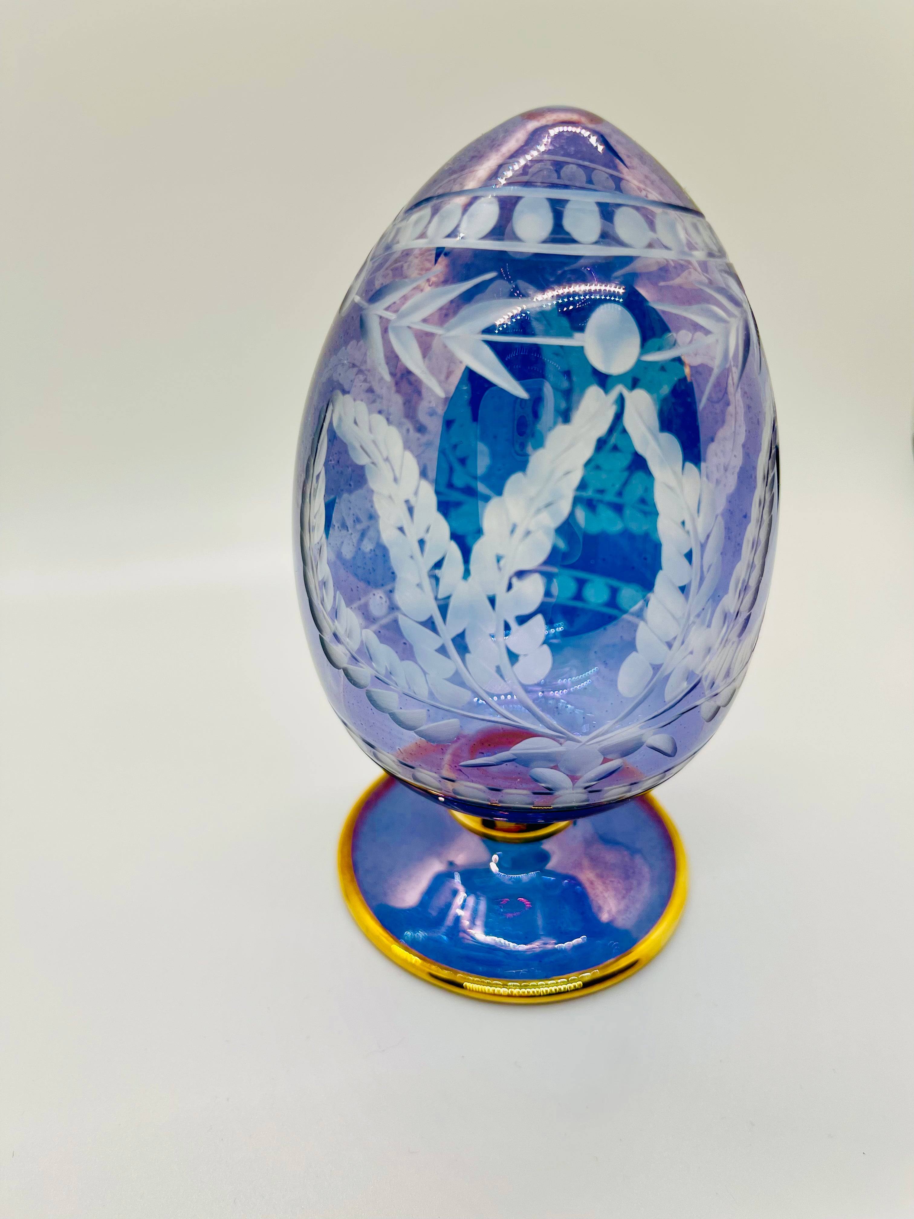 Egyptian Hand-blown Floral Glass Easter Egg