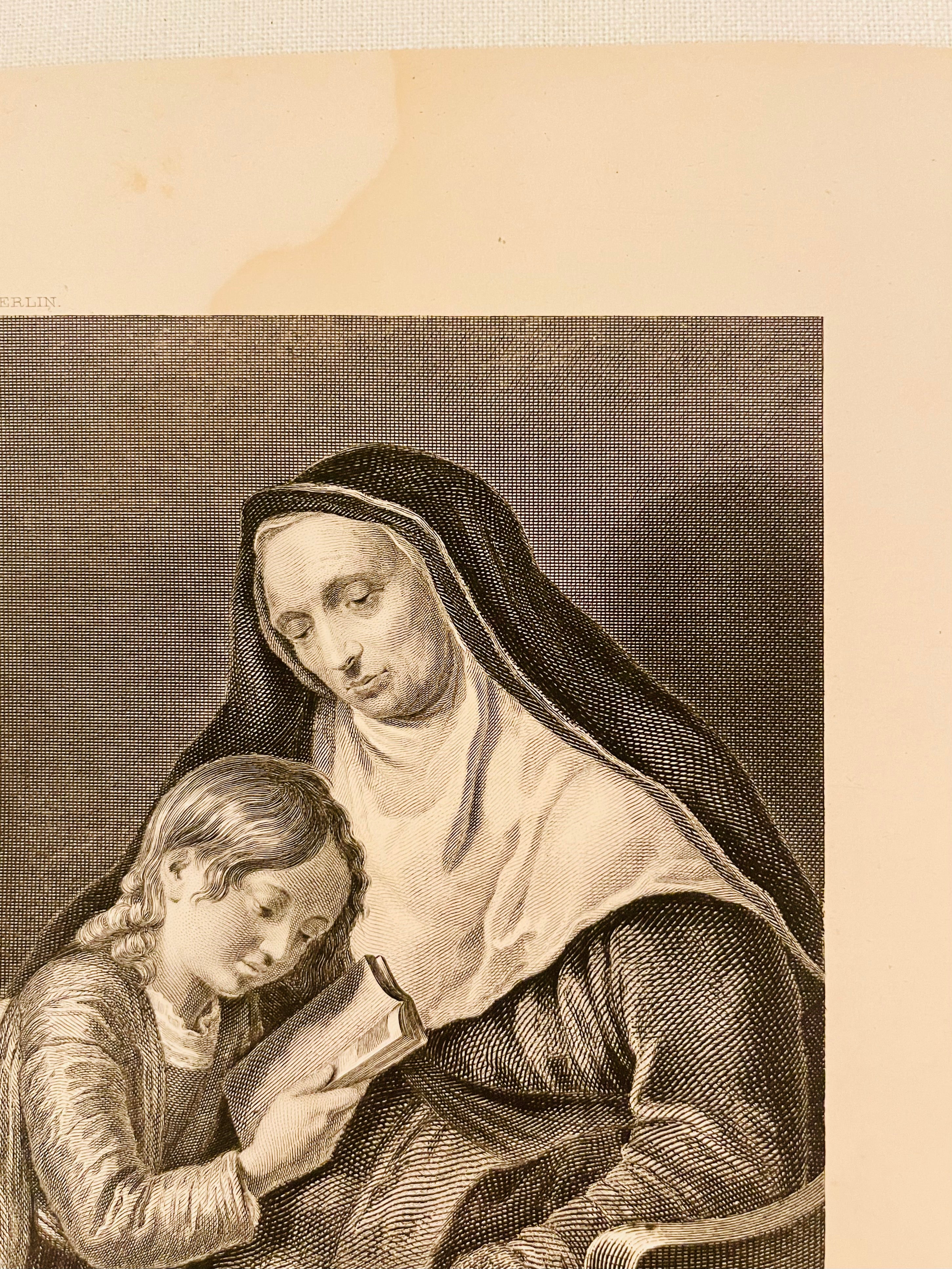 Blessed Virgin Mary with Saint Ann | Antique Engraving After George Flinck