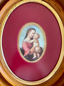 Madonna di Casa | Antique Silk Print after Raphael’s “Tempi Madonna”